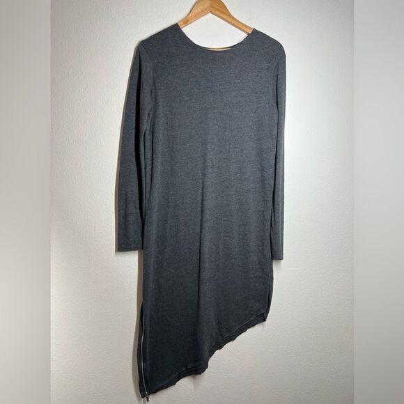 ZARA  Twist Blush Tunic Dress zip on the bottom Gray Unsymmetrical size S - Picture 1 of 13